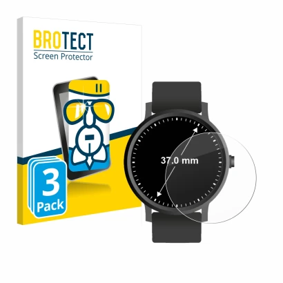 Parte frontal de un envase de producto con el logotipo de la marca BROTECT. Al lado se muestra el dispositivo Relojes (Circula