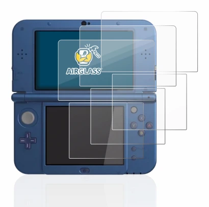 Imagen del dispositivo Nintendo New 3DS XL con una amplia variedad de protectores de pantalla.