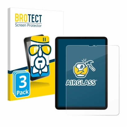 Parte frontal de un envase de producto con el logotipo de la marca BROTECT. Al lado se muestra el dispositivo Apple iPad Pro 1