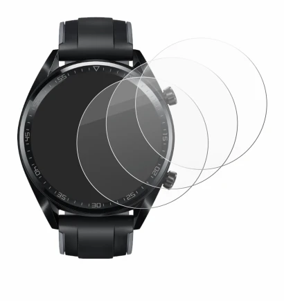 Imagen del dispositivo Huawei Watch GT (46 mm) 2018 con una amplia variedad de protectores de pantalla.