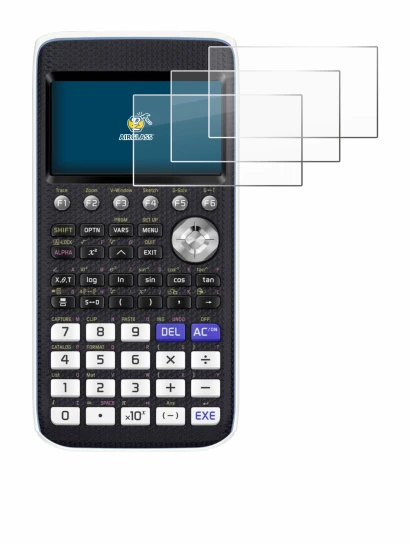 Imagen del dispositivo Casio FX-CG50 con una amplia variedad de protectores de pantalla.