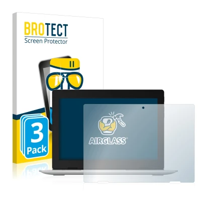 Parte frontal de un envase de producto con el logotipo de la marca BROTECT. Al lado se muestra el dispositivo Lenovo IdeaPad D