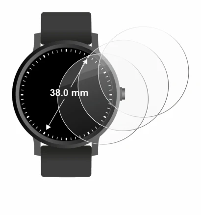 Imagen del dispositivo Circular Displays (ø: 38 mm) con una amplia variedad de protectores de pantalla.