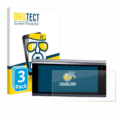 Parte frontal de un envase de producto con el logotipo de la marca BROTECT. Al lado se muestra el dispositivo Audi A6 2018 MMI