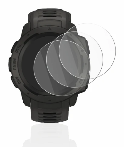Imagen del dispositivo Garmin Instinct Solar con una amplia variedad de protectores de pantalla.
