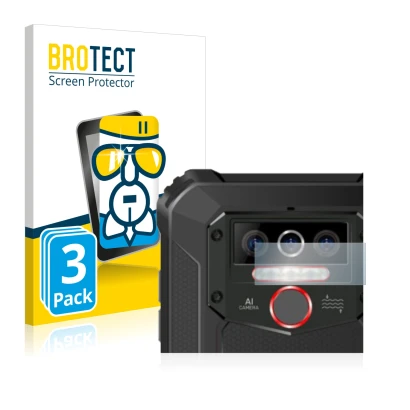 Parte frontal de un envase de producto con el logotipo de la marca BROTECT. Al lado se muestra el dispositivo Oukitel WP5 Pro