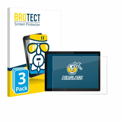 Parte frontal de un envase de producto con el logotipo de la marca BROTECT. Al lado se muestra el dispositivo Lenovo ThinkPad 