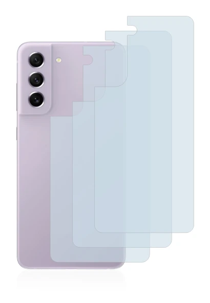 Imagen del dispositivo Samsung Galaxy S21 FE 5G (Trasero) con una amplia variedad de protectores de pantalla.