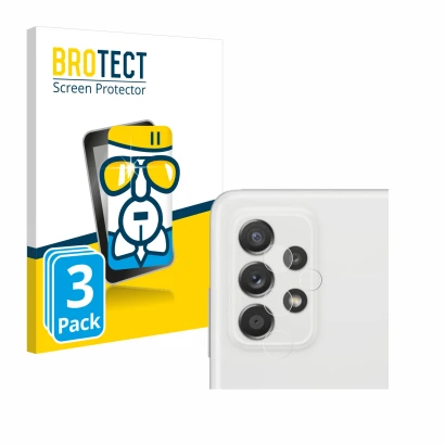 Parte frontal de un envase de producto con el logotipo de la marca BROTECT. Al lado se muestra el dispositivo Samsung Galaxy A