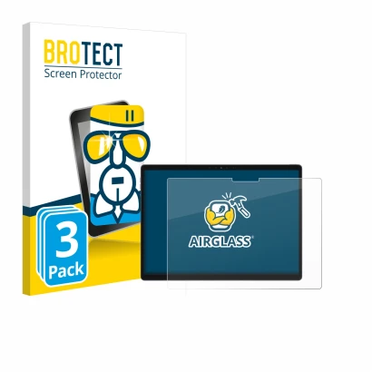 Parte frontal de un envase de producto con el logotipo de la marca BROTECT. Al lado se muestra el dispositivo Dell Latitude 73