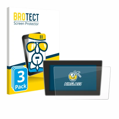 Parte frontal de un envase de producto con el logotipo de la marca BROTECT. Al lado se muestra el dispositivo Volkswagen Arteo