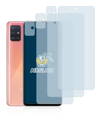 Imagen del dispositivo Samsung Galaxy A51 (Frontal+Cámara) con una amplia variedad de protectores de pantalla.