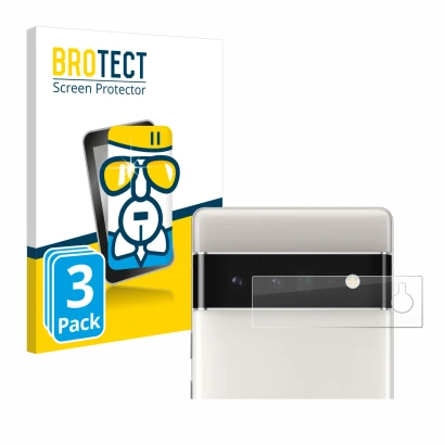 Parte frontal de un envase de producto con el logotipo de la marca BROTECT. Al lado se muestra el dispositivo Google Pixel 6 P