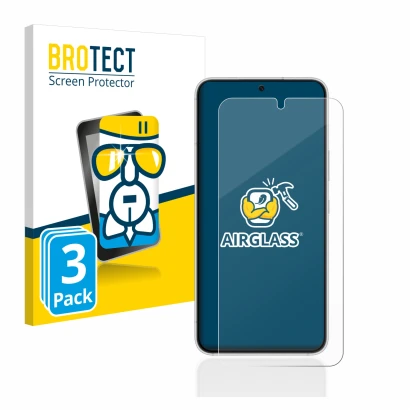 Parte frontal de un envase de producto con el logotipo de la marca BROTECT. Al lado se muestra el dispositivo Samsung Galaxy S