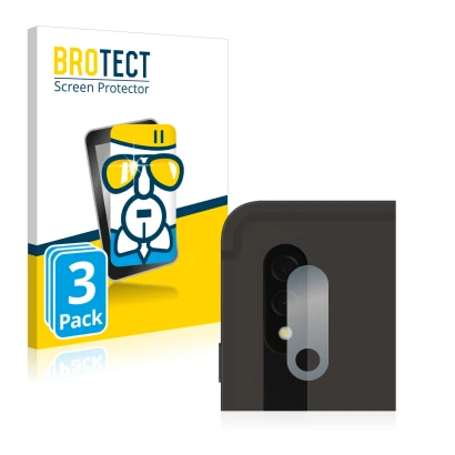 Parte frontal de un envase de producto con el logotipo de la marca BROTECT. Al lado se muestra el dispositivo Samsung Galaxy T