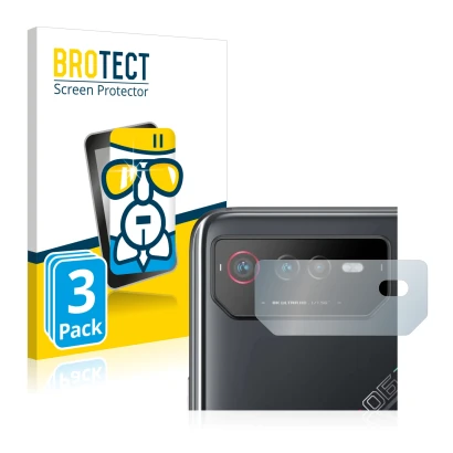 Parte frontal de un envase de producto con el logotipo de la marca BROTECT. Al lado se muestra el dispositivo ASUS ROG Phone 6