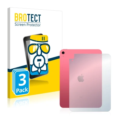 Parte frontal de un envase de producto con el logotipo de la marca BROTECT. Al lado se muestra el dispositivo Apple iPad 10.9