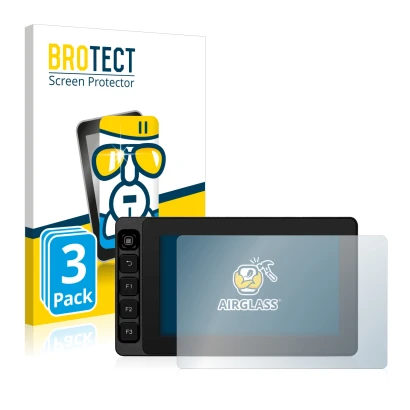 Parte frontal de un envase de producto con el logotipo de la marca BROTECT. Al lado se muestra el dispositivo SmallHD Ultra 5 