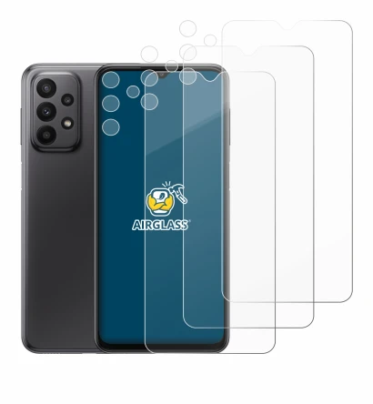 Imagen del dispositivo Samsung Galaxy A23 5G (Frontal+Cámara) con una amplia variedad de protectores de pantalla.