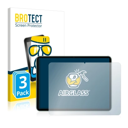 Parte frontal de un envase de producto con el logotipo de la marca BROTECT. Al lado se muestra el dispositivo OnePlus Pad con 