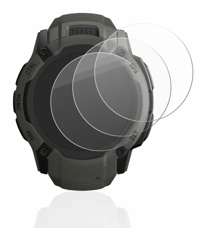 Imagen del dispositivo Garmin Instinct 2X Solar con una amplia variedad de protectores de pantalla.