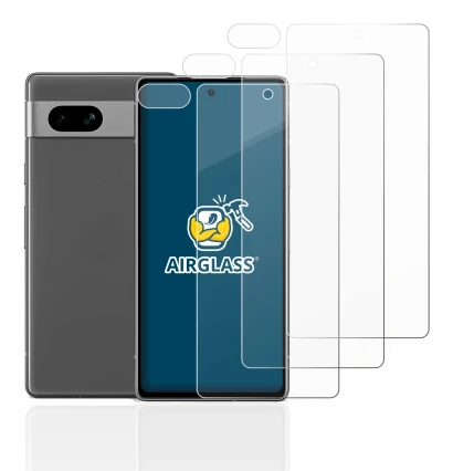 Imagen del dispositivo Google Pixel 7a (Frontal+Cámara) con una amplia variedad de protectores de pantalla.