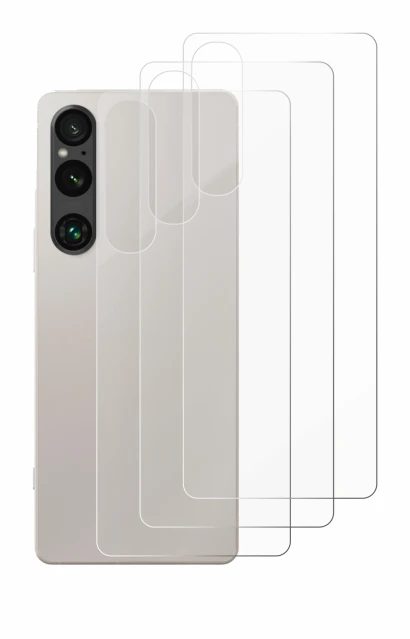 Imagen del dispositivo Sony Xperia 1 V (Trasero) con una amplia variedad de protectores de pantalla.