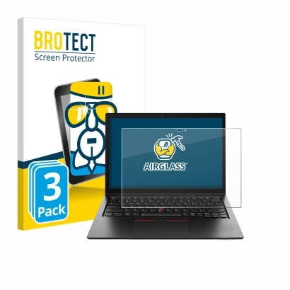 Parte frontal de un envase de producto con el logotipo de la marca BROTECT. Al lado se muestra el dispositivo Lenovo ThinkPad