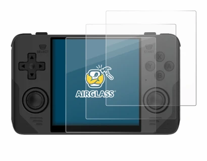 Imagen del dispositivo Powkiddy RGB30 con una amplia variedad de protectores de pantalla.