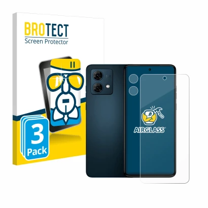 Parte frontal de un envase de producto con el logotipo de la marca BROTECT. Al lado se muestra el dispositivo Motorola Moto G8