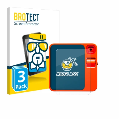 Parte frontal de un envase de producto con el logotipo de la marca BROTECT. Al lado se muestra el dispositivo rabbit r1 con su