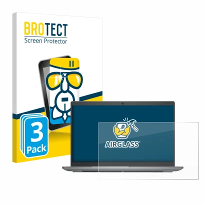 Parte frontal de un envase de producto con el logotipo de la marca BROTECT. Al lado se muestra el dispositivo Dell Latitude 55