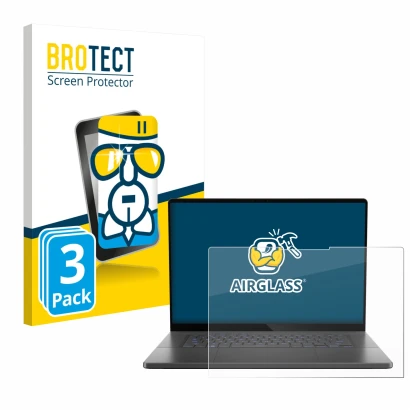 Parte frontal de un envase de producto con el logotipo de la marca BROTECT. Al lado se muestra el dispositivo ASUS ROG Zephyru