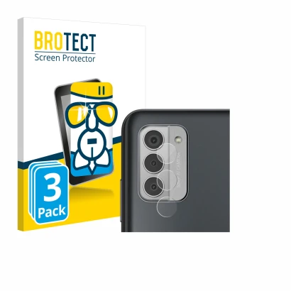 Parte frontal de un envase de producto con el logotipo de la marca BROTECT. Al lado se muestra el dispositivo Nokia G42 5G (SÓ