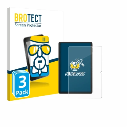 Parte frontal de un envase de producto con el logotipo de la marca BROTECT. Al lado se muestra el dispositivo Blackview Tab 16