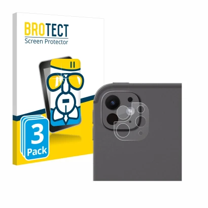 Parte frontal de un envase de producto con el logotipo de la marca BROTECT. Al lado se muestra el dispositivo Apple iPad Pro 1