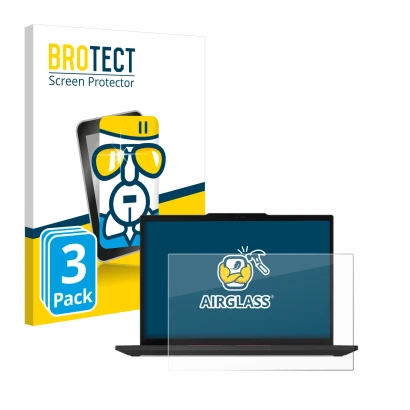 Parte frontal de un envase de producto con el logotipo de la marca BROTECT. Al lado se muestra el dispositivo Lenovo ThinkPad