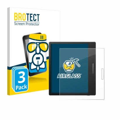 Parte frontal de un envase de producto con el logotipo de la marca BROTECT. Al lado se muestra el dispositivo Boox Go Color 7