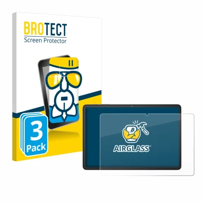 Parte frontal de un envase de producto con el logotipo de la marca BROTECT. Al lado se muestra el dispositivo Blackview Tab 60