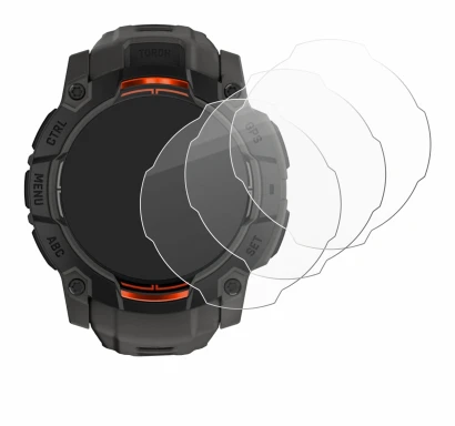 Imagen del dispositivo Garmin Instinct 3 Solar (50 mm) con una amplia variedad de protectores de pantalla.
