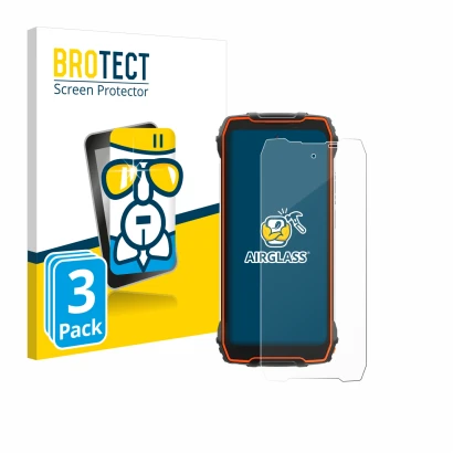 Parte frontal de un envase de producto con el logotipo de la marca BROTECT. Al lado se muestra el dispositivo Blackview Oscal