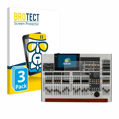 Parte frontal de un envase de producto con el logotipo de la marca BROTECT. Al lado se muestra el dispositivo Behringer Wing (