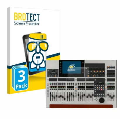 Parte frontal de un envase de producto con el logotipo de la marca BROTECT. Al lado se muestra el dispositivo Behringer Wing c