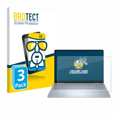 Parte frontal de un envase de producto con el logotipo de la marca BROTECT. Al lado se muestra el dispositivo Dell 16 Plus-2-i