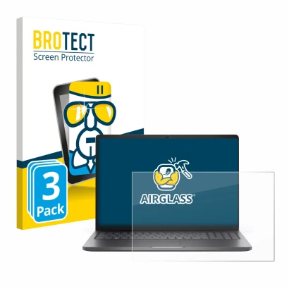 Parte frontal de un envase de producto con el logotipo de la marca BROTECT. Al lado se muestra el dispositivo Dell Pro 16 PC16