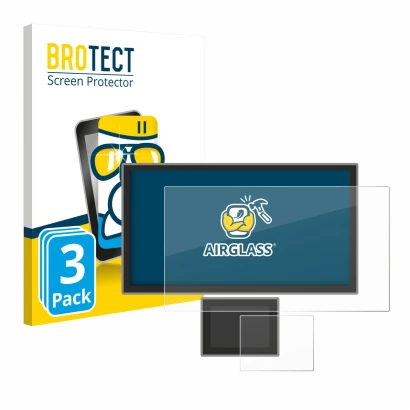 Parte frontal de un envase de producto con el logotipo de la marca BROTECT. Al lado se muestra el dispositivo Icom IC-7760 con