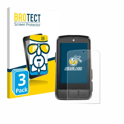 Parte frontal de un envase de producto con el logotipo de la marca BROTECT. Al lado se muestra el dispositivo Wahoo Elemnt Bol