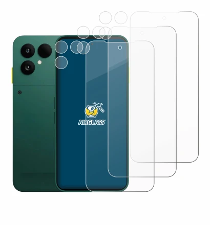 Imagen del dispositivo Fairphone 6 (Frontal+Cámara) con una amplia variedad de protectores de pantalla.