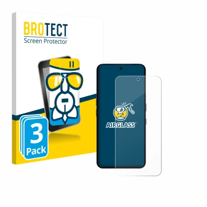 Parte frontal de un envase de producto con el logotipo de la marca BROTECT. Al lado se muestra el dispositivo Nothing Phone (3