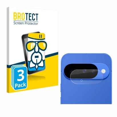 Parte frontal de un envase de producto con el logotipo de la marca BROTECT. Al lado se muestra el dispositivo Google Pixel 10 